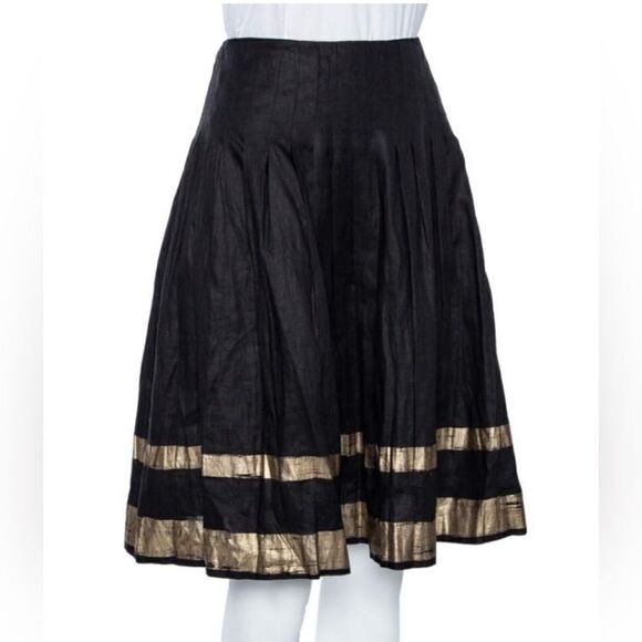 Ralph Lauren Black Label linen skirt with gold foil detail - 4 - Picture 1 of 7